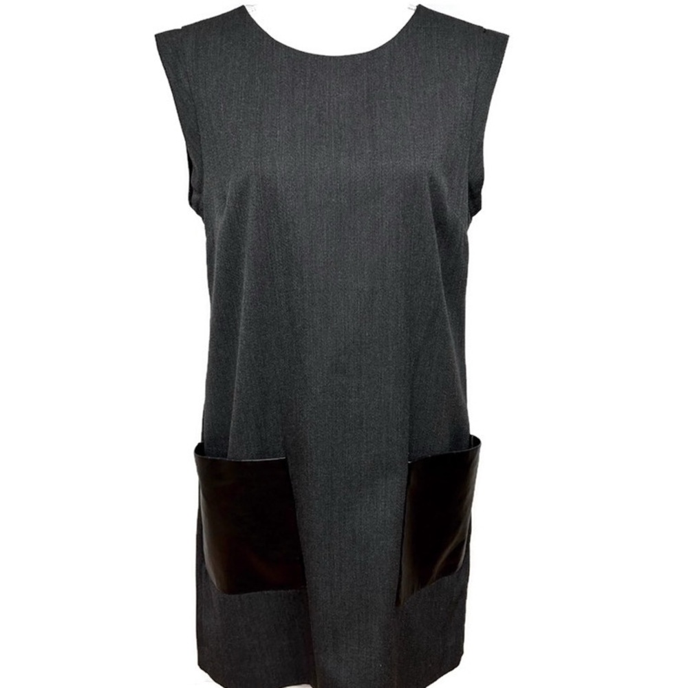 J.Crew Elegant Gray Sleeveless Dress with Black Accents